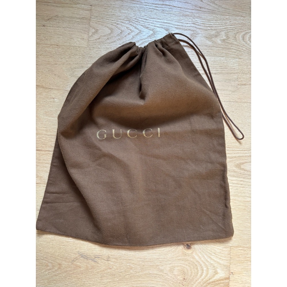 Gucci Brown Chocolate Cotton Drawstring Dust Bag Cover Made in Italy 13" x 15" - Picture 5 of 6